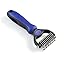 WePet Grooming Rake for Dogs & Cats, Double-Sided Deshedding Brush, Extra-Wide Dematting Tool, Slicker Comb for Undercoat & Loose Hair Removal, Reduces Shedding by 95%, Blue, Small