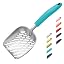 WePet Cat Litter Scoop, Aluminum Alloy Sifter, Kitty Metal Scooper, Deep Shovel with Diagonal Sifting Hole, Long Handle, Kitten Poop Lifter for Litter Box, Medium Size, Blue Handle
