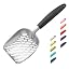 WePet Cat Litter Scoop, Aluminum Alloy Sifter, Kitty Metal Scooper, Deep Shovel with Diagonal Sifting Hole, Long Handle, Kitten Poop Lifter for Litter Box, Medium Size, Blue Handle