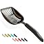 WePet Cat Litter Scoop, Non-Stick Plated Aluminum Alloy Sifter, Kitty Durable Metal Scooper, Deep Shovel, Long Handle, Kitten Pooper Lifter, Size Large, Coated Black Body with Black Handle