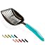 WePet Cat Litter Scoop, Non-Stick Plated Aluminum Alloy Sifter, Kitty Durable Metal Scooper, Deep Shovel, Long Handle, Kitten Pooper Lifter, Size Large, Coated Black Body with Black Handle