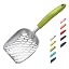 WePet Cat Litter Scoop, Aluminum Alloy Sifter, Kitty Metal Scooper, Deep Shovel with Diagonal Sifting Hole, Long Handle, Kitten Poop Lifter for Litter Box, Medium Size, Blue Handle