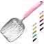 WePet Cat Litter Scoop, Aluminum Alloy Sifter, Kitty Metal Scooper, Deep Shovel with Diagonal Sifting Hole, Long Handle, Kitten Poop Lifter for Litter Box, Medium Size, Blue Handle