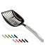 WePet Cat Litter Scoop, Non-Stick Plated Aluminum Alloy Sifter, Kitty Durable Metal Scooper, Deep Shovel, Long Handle, Kitten Pooper Lifter, Size Large, Coated Black Body with Black Handle