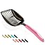 WePet Cat Litter Scoop, Non-Stick Plated Aluminum Alloy Sifter, Kitty Durable Metal Scooper, Deep Shovel, Long Handle, Kitten Pooper Lifter, Size Large, Coated Black Body with Black Handle