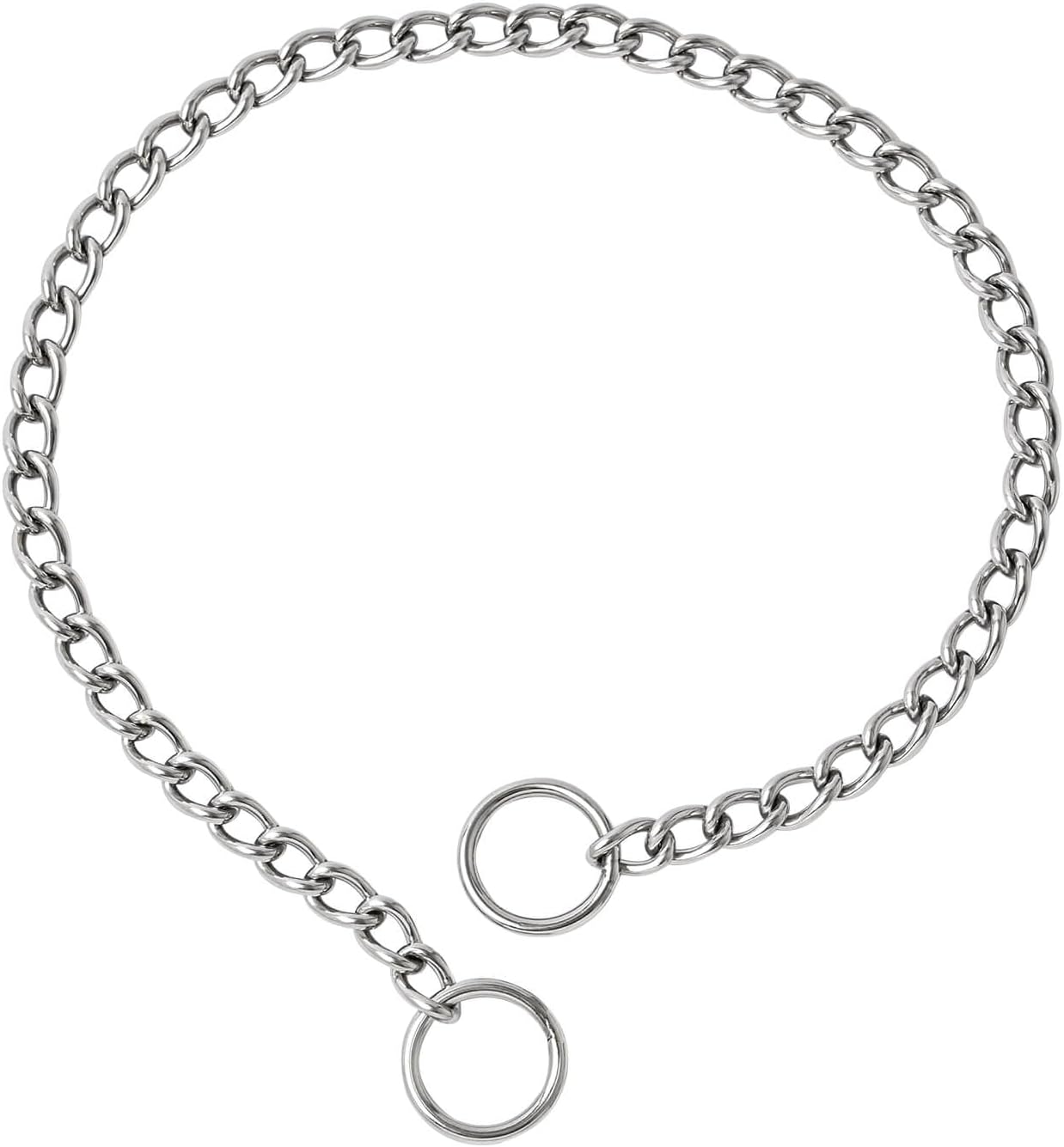 WePet Dog Chain Collar, Metal Slip Collar, Heavy Duty Choke Collar, for Training, Control, Durable Steel Cuban Links, Avail, Silver, XS