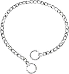 WePet Dog Chain Collar, Metal Slip Collar, Heavy Duty Choke Collar, for Training, Control, Durable Steel Cuban Links, Avail, Silver, XS