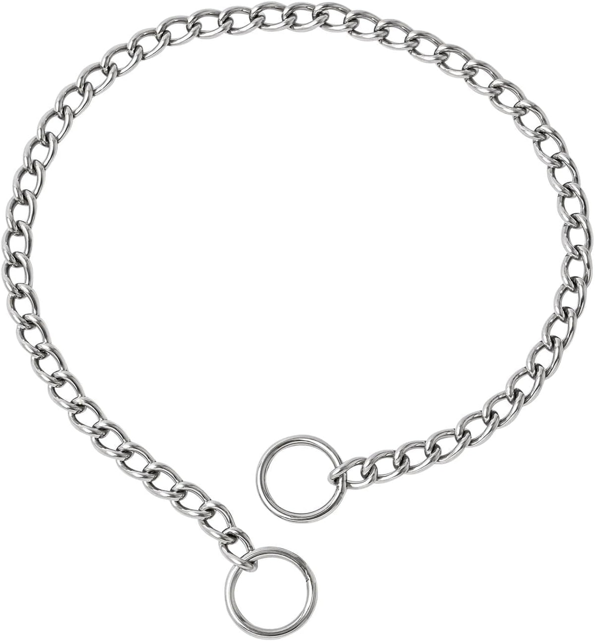 WePet Dog Chain Collar, Metal Slip Collar, Heavy Duty Choke Collar, for Training, Control, Durable Steel Cuban Links, Avail, Silver, XS