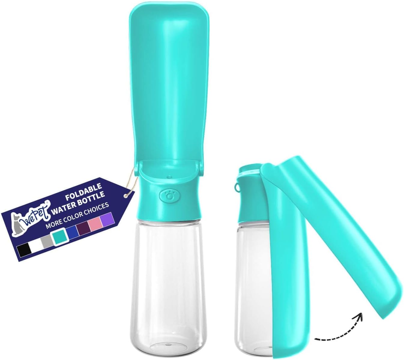 WePet Foldable Portable Dog Water Bottle Puppy Water Dispenser with Drinking Feeder, 12 OZ, High-Temperature Resistant Leak Proof for Pets Outdoor Walking, Hiking, Travel, Food Grade Plastic BPA Free