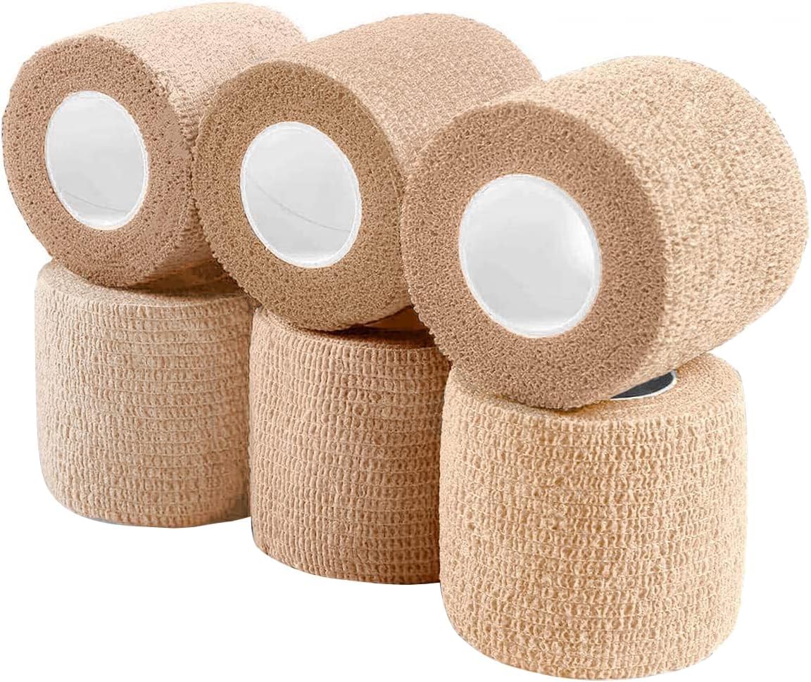 WePet Pet Wrap, Self-Adhesive, Only Sticks to Itself, Non-Woven Tape for Dog Legs, Paws, Wounds, First Aid Cohesive Gauze for Horse, Cat, Bird, Animal, 6 Rolls, 2 Inch, Pawprints A