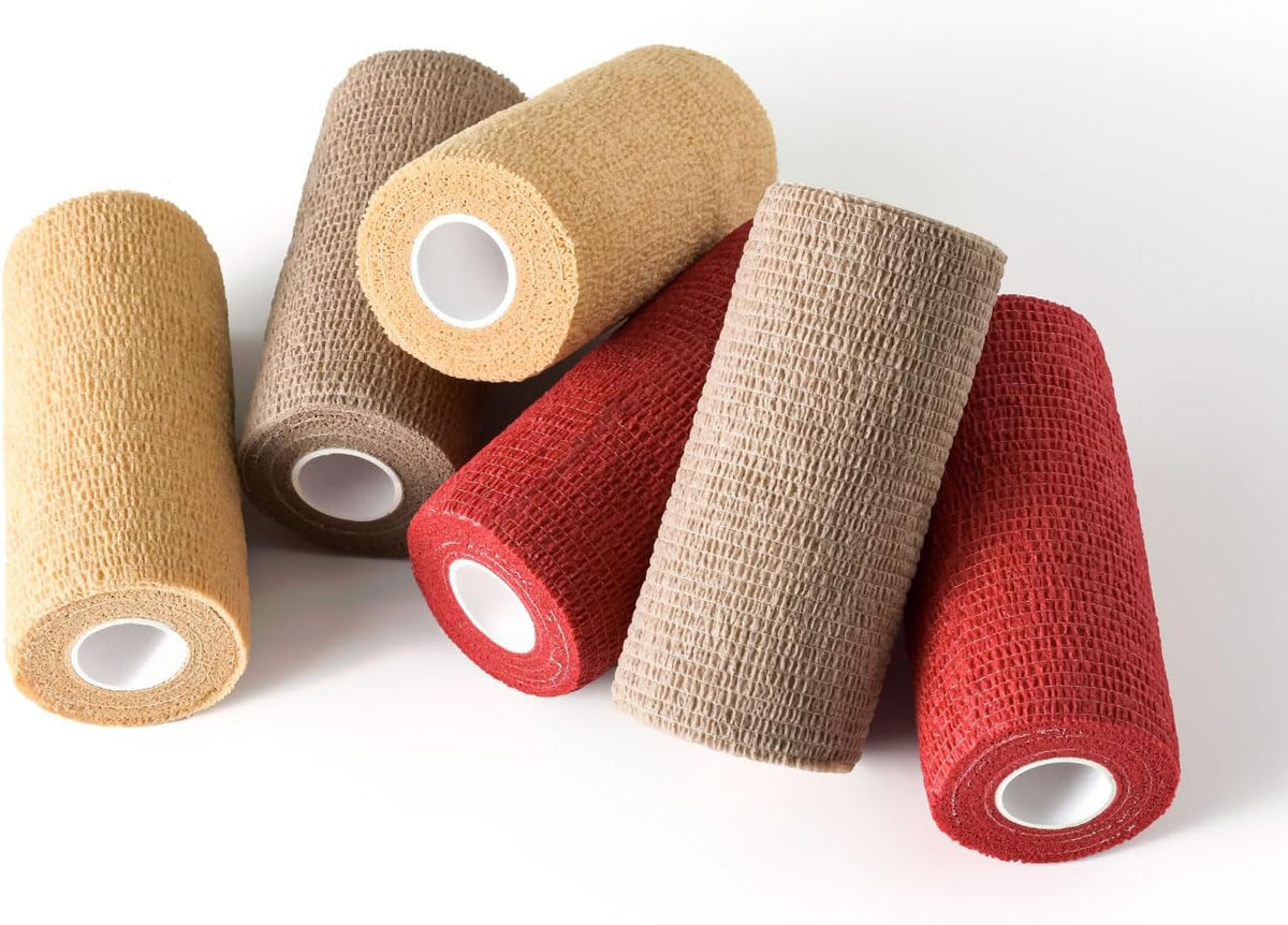 WePet Pet Wrap, Self-Adhesive, Only Sticks to Itself, Non-Woven Tape for Dog Legs, Paws, Wounds, First Aid Cohesive Gauze for Horse, Cat, Bird, Animal, 6 Rolls, 2 Inch, Pawprints A