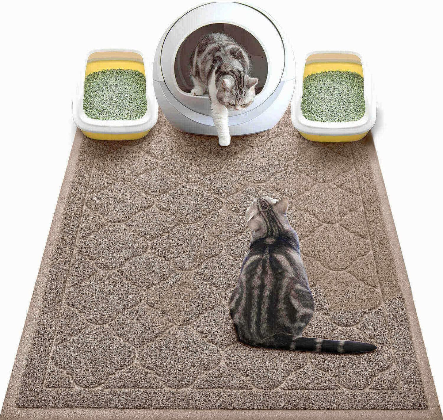 WePet Cat Litter Box Mat, Kitty Premium PVC Pad, Durable Trapping Rug, Phthalate Free, Urine-Resistant, Scatter Control, XXL 47 x 36 Inch, Grey