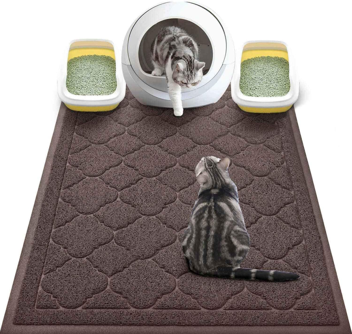 WePet Cat Litter Box Mat, Kitty Premium PVC Pad, Durable Trapping Rug, Phthalate Free, Urine-Resistant, Scatter Control, XXL 47 x 36 Inch, Grey