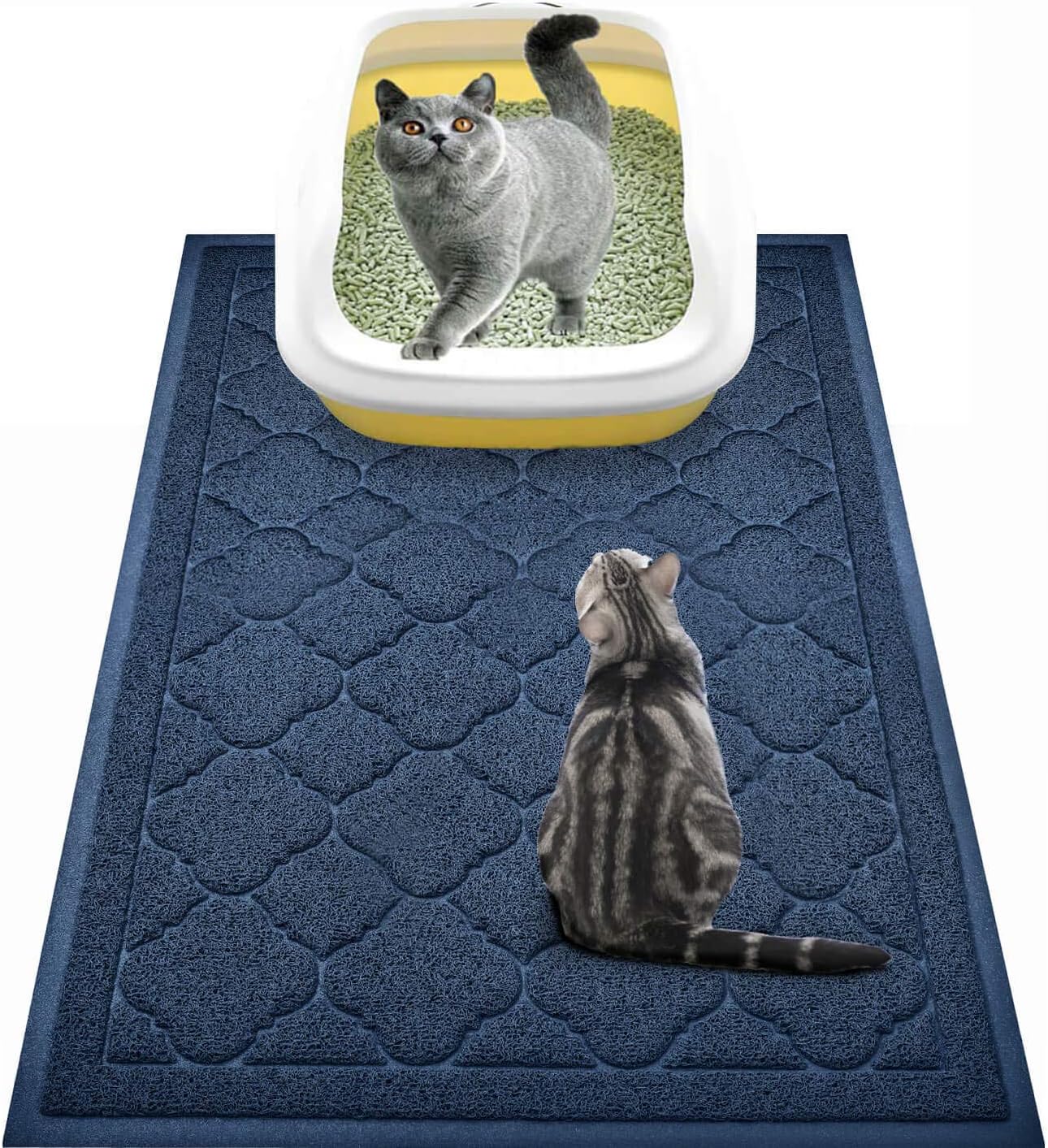 WePet Cat Litter Box Mat, Kitty Premium PVC Pad, Durable Trapping Rug, Phthalate Free, Urine-Resistant, Scatter Control, XXL 47 x 36 Inch, Grey