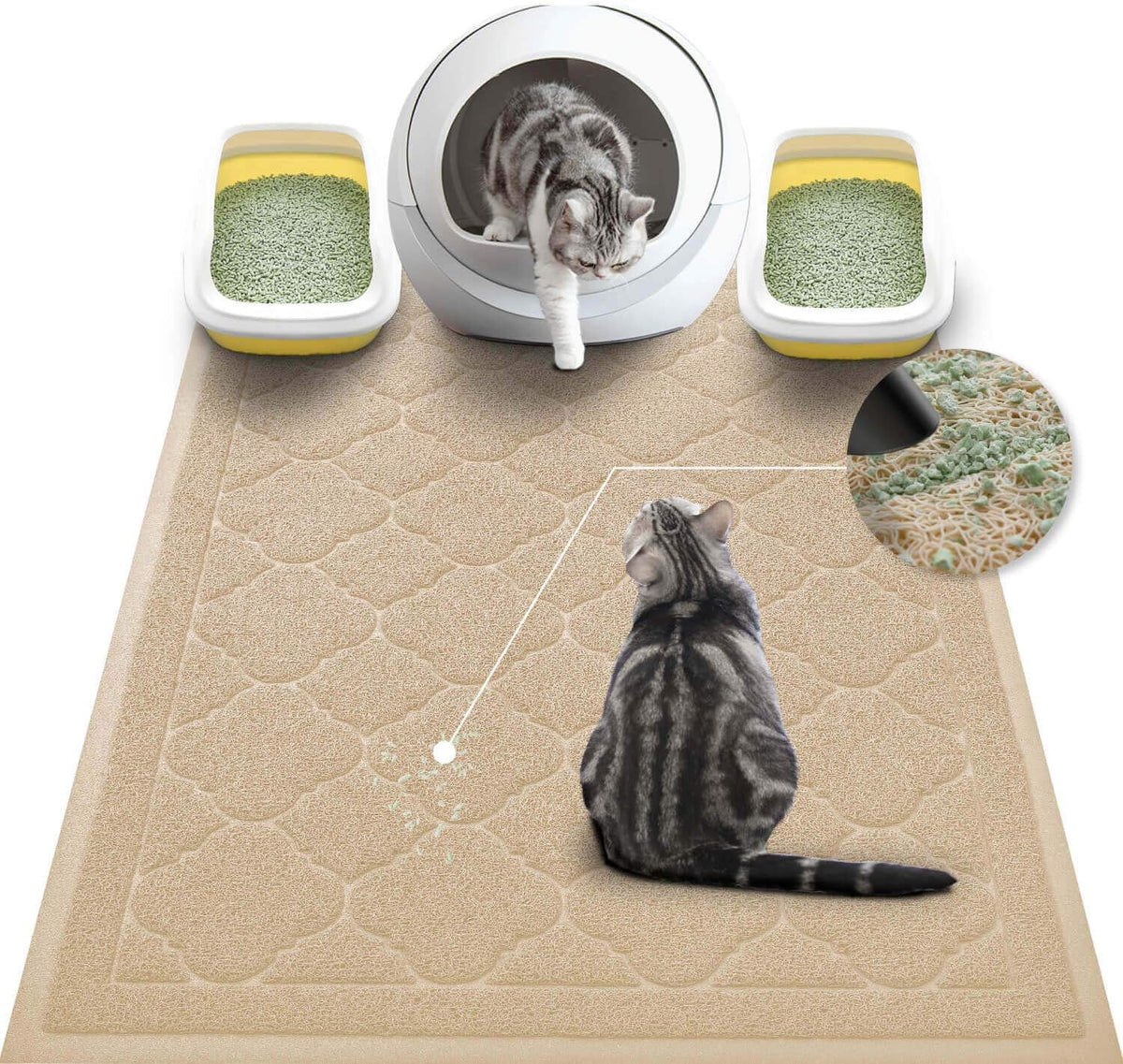 WePet Cat Litter Box Mat, Kitty Premium PVC Pad, Durable Trapping Rug, Phthalate Free, Urine-Resistant, Scatter Control, XXL 47 x 36 Inch, Grey