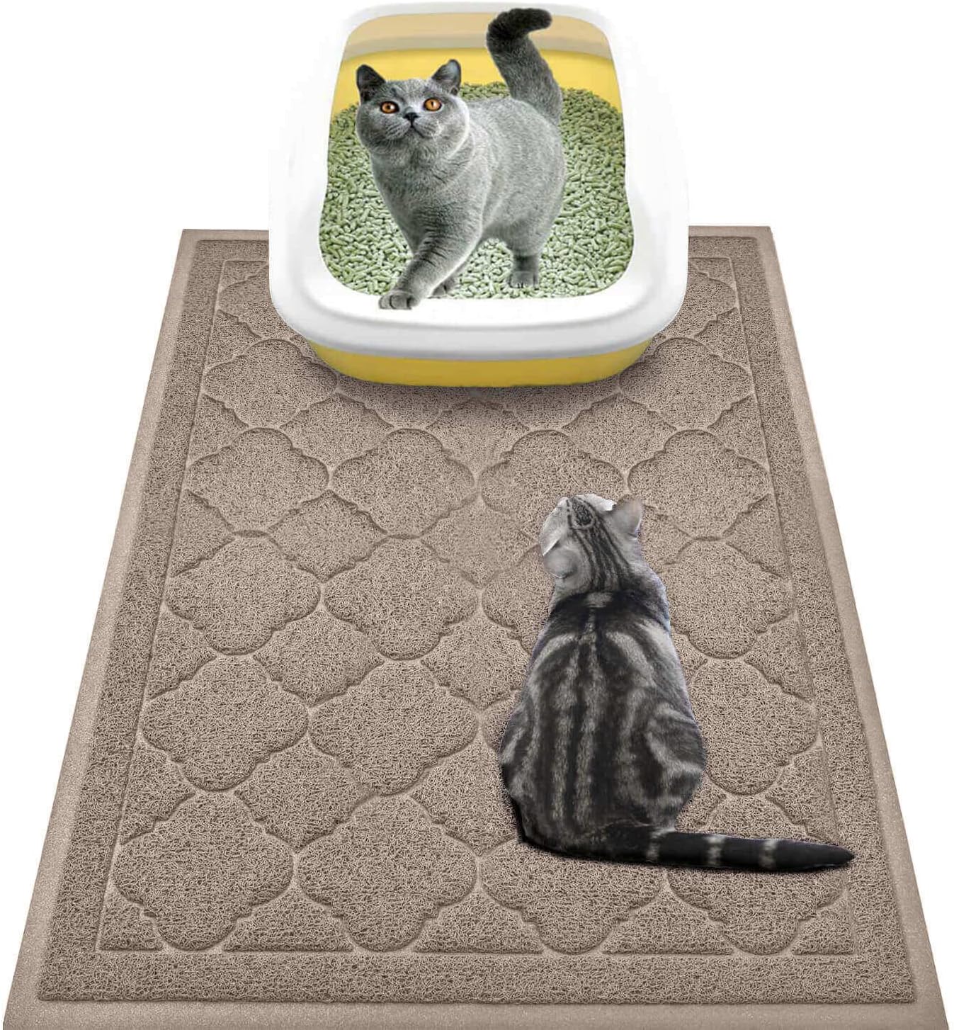 WePet Cat Litter Box Mat, Kitty Premium PVC Pad, Durable Trapping Rug, Phthalate Free, Urine-Resistant, Scatter Control, XXL 47 x 36 Inch, Grey
