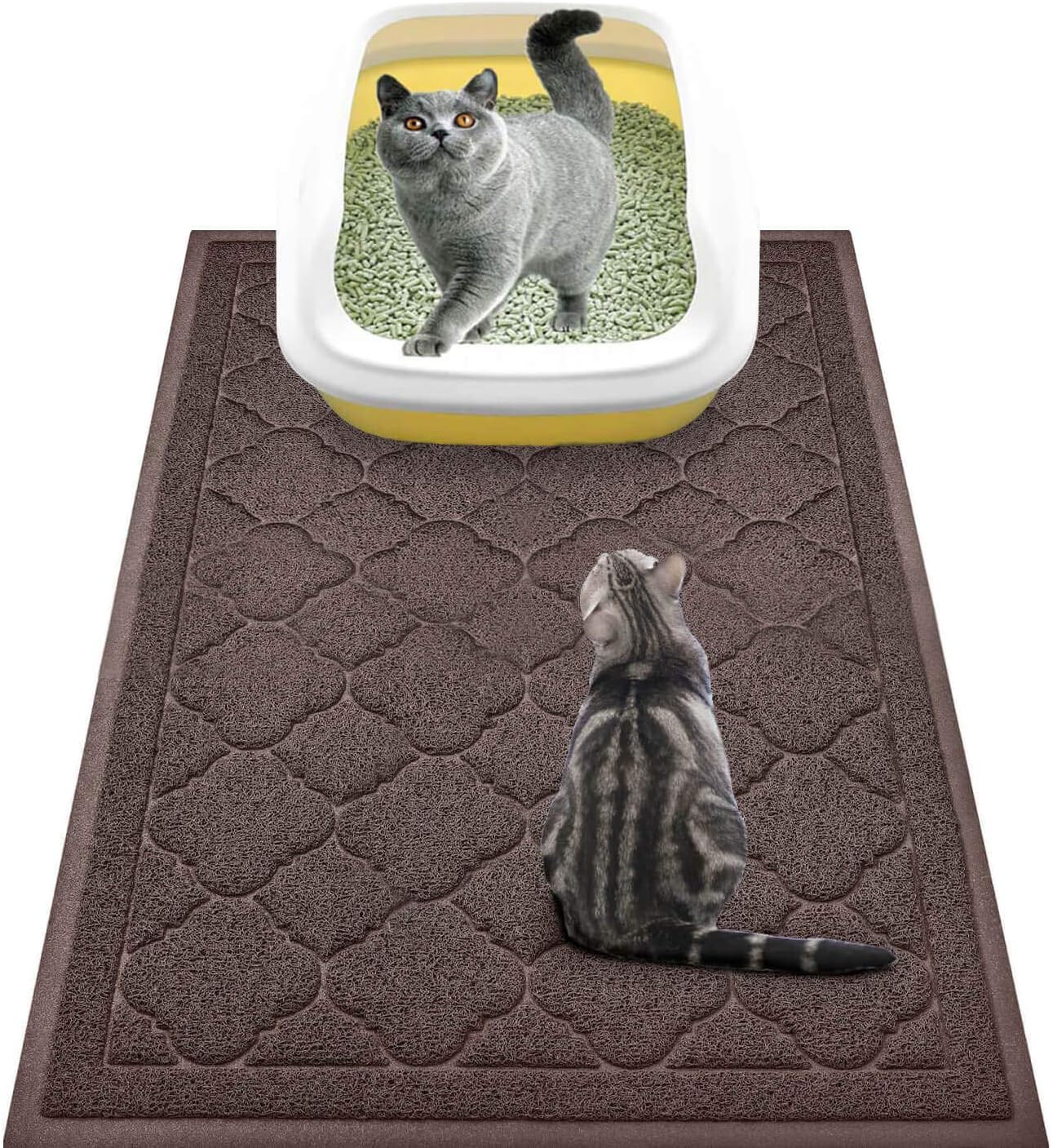 WePet Cat Litter Box Mat, Kitty Premium PVC Pad, Durable Trapping Rug, Phthalate Free, Urine-Resistant, Scatter Control, XXL 47 x 36 Inch, Grey