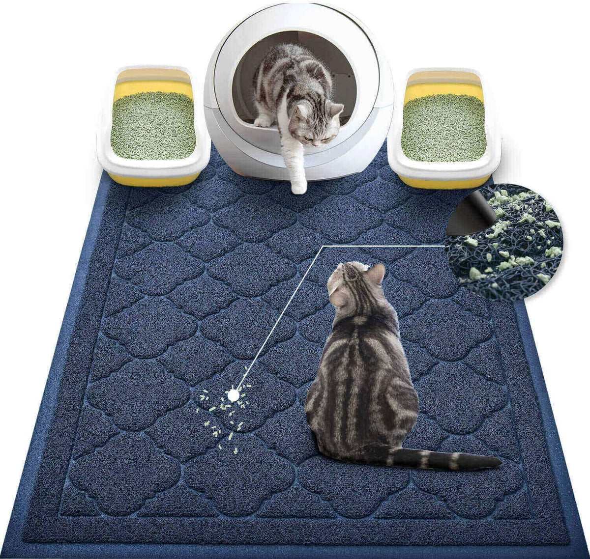 WePet Cat Litter Box Mat, Kitty Premium PVC Pad, Durable Trapping Rug, Phthalate Free, Urine-Resistant, Scatter Control, XXL 47 x 36 Inch, Grey