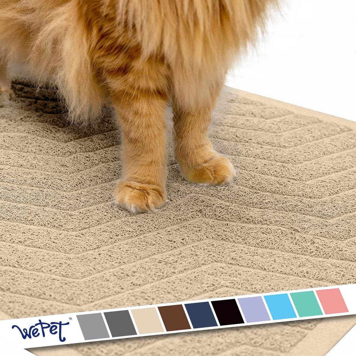 WePet Cat Litter Box Mat(No. 02-2), Kitty Premium PVC Pad, Durable Trapping Rug, Phthalate Free, Urine-Resistant, Scatter Control, XXL 47 x 36, Grey